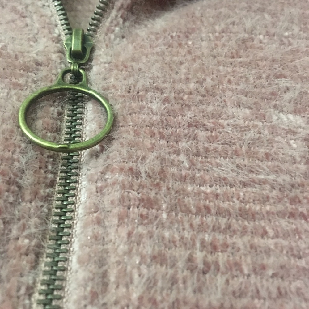 NWT Women's Fuzzy Jacket Quarter Zip Blush Pink L. - Picture 4 of 7